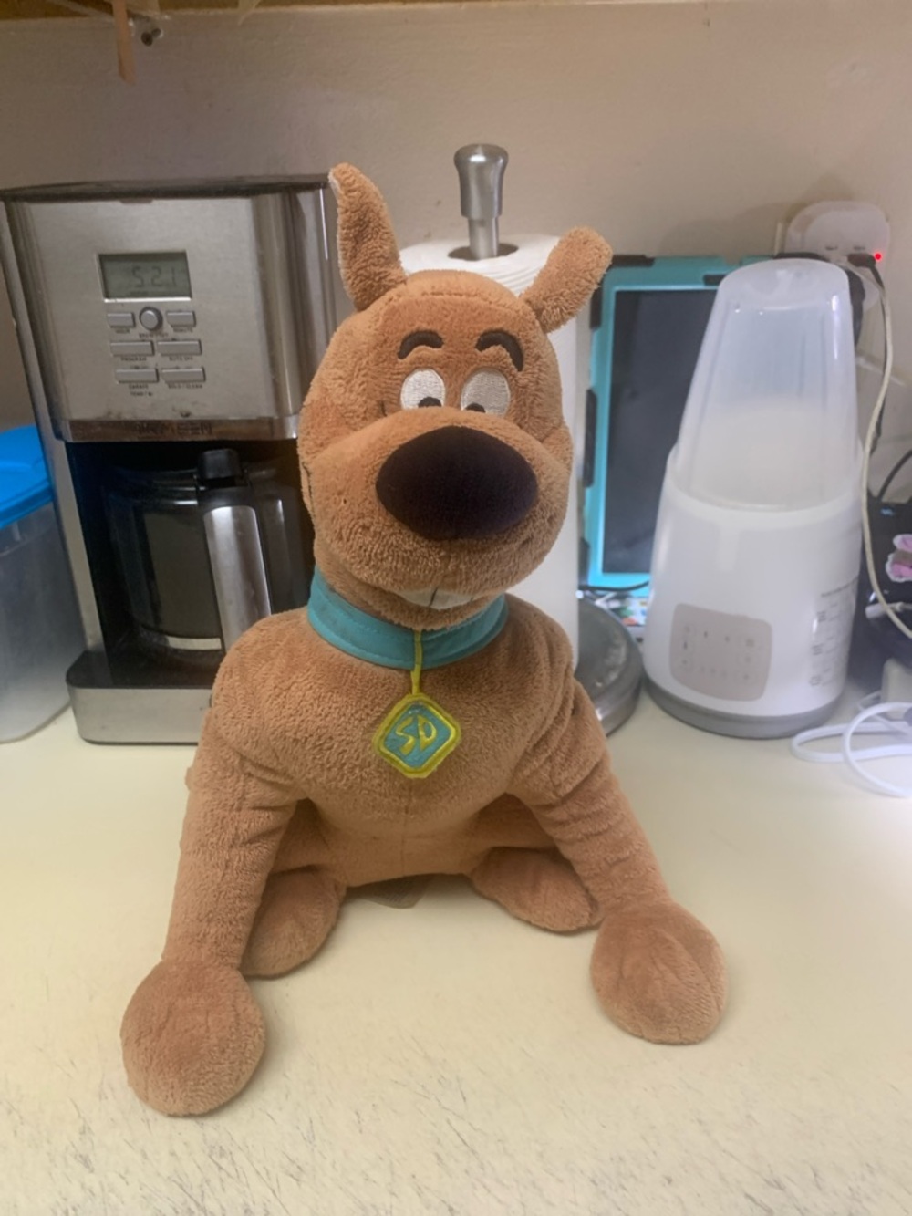 Plush Dog Toy - Brown with Teal Collar